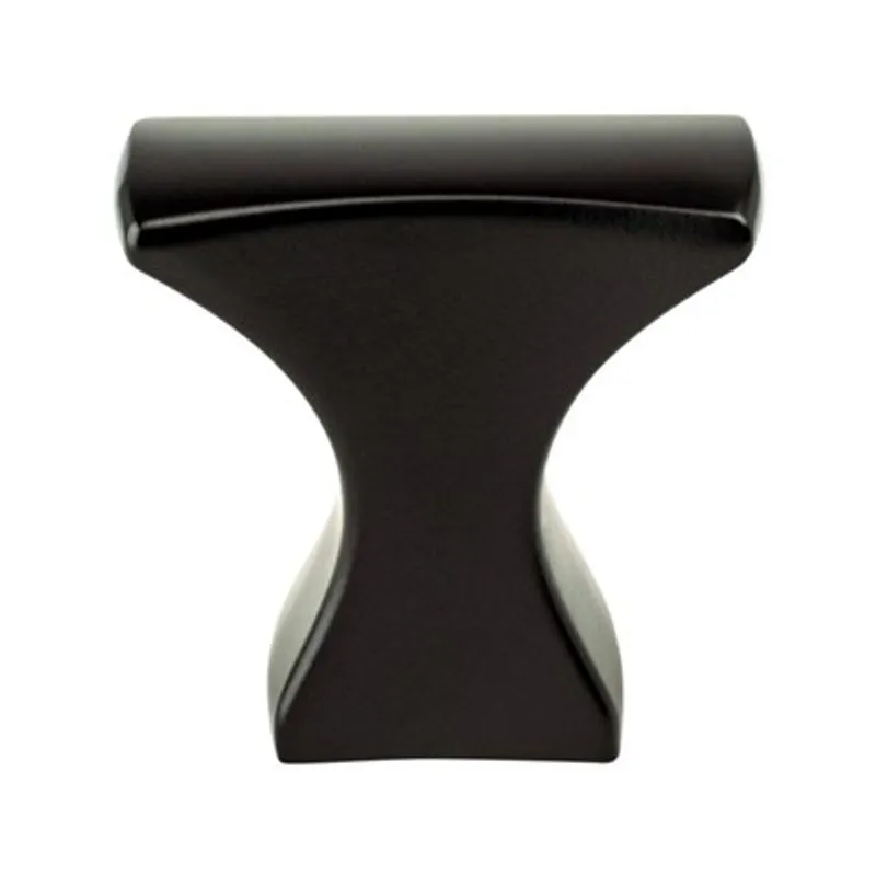 0.75" Wide Transitional Modern Classic Anvil Knob in Matte Black from Aspire Collection