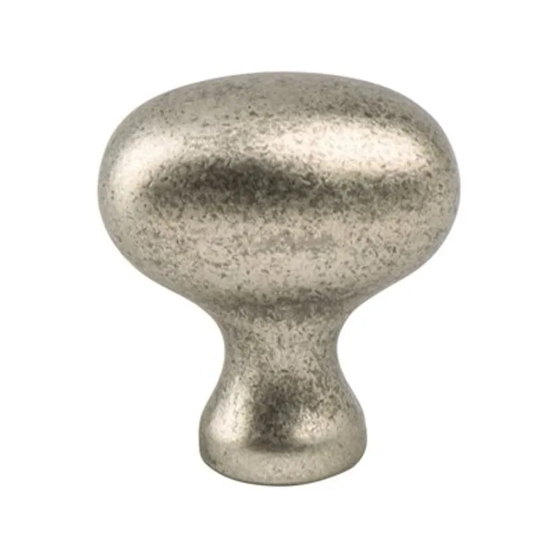 0.75" Wide Transitional Modern Classic Oval Knob in Weathered Nickel from Advantage Plus Collection