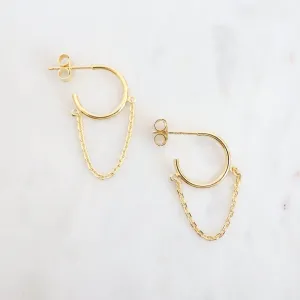 12mm Hoop with Dangling Chain in Gold Vermeil