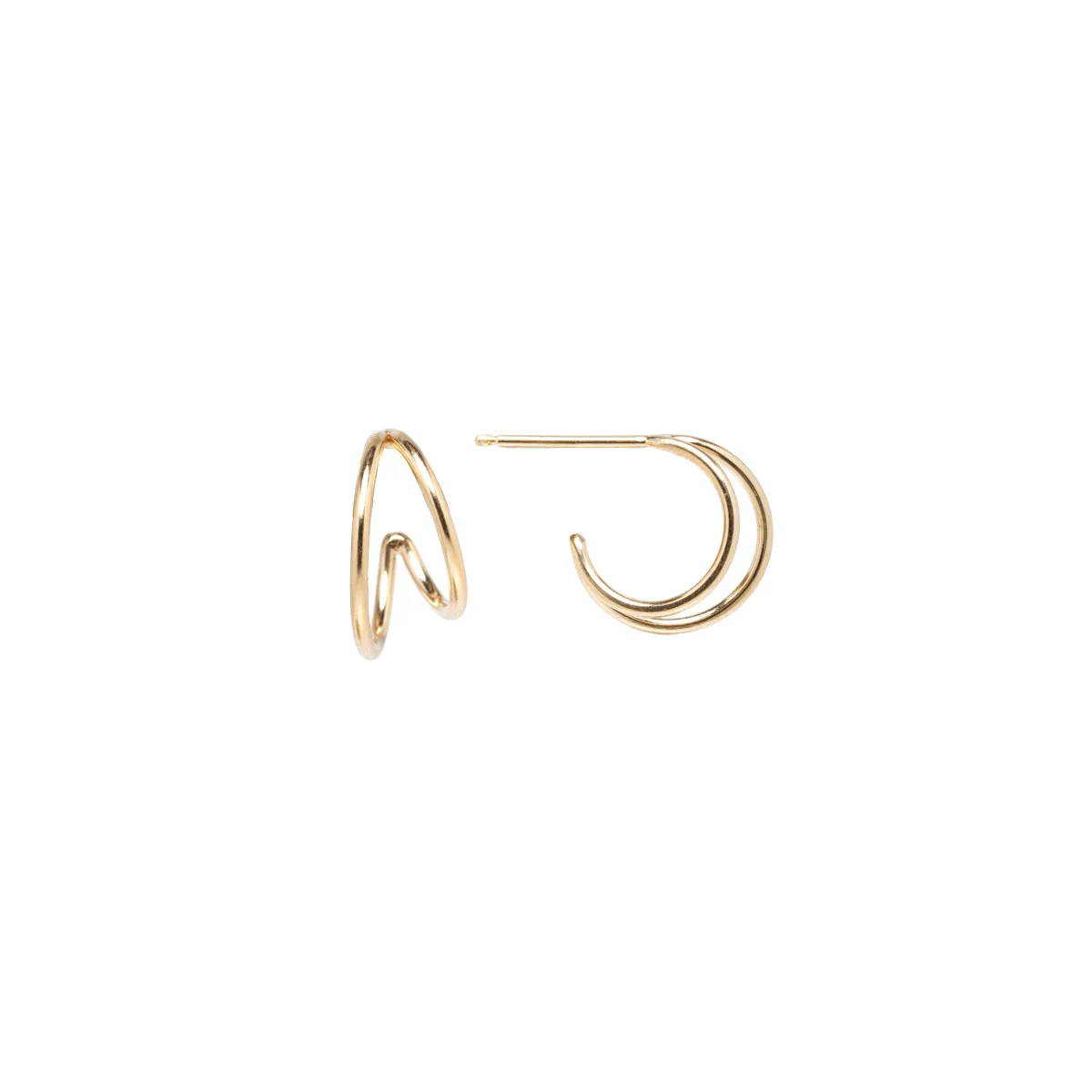 14k Double Wire Huggie Hoops