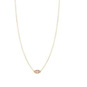 14K GOLD ITTY BITTY EVIL EYE NECKLACE WITH A SINGL