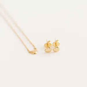 14K Puff Heart Necklace   Studs Set