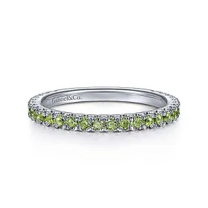 14K White Gold Peridot Stackable Ring