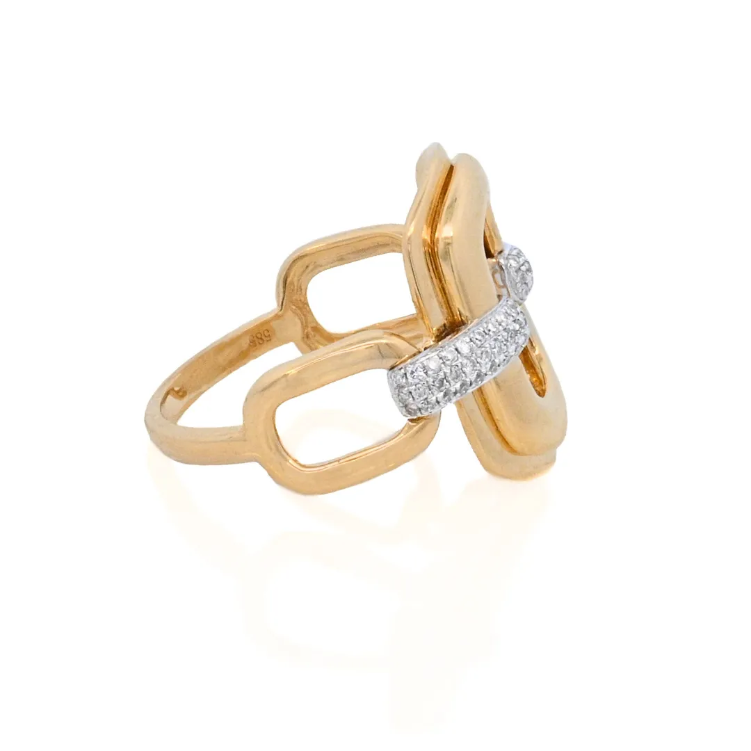 14K Yellow Gold 0.20ct. Diamond Paperclip Fashion Ring