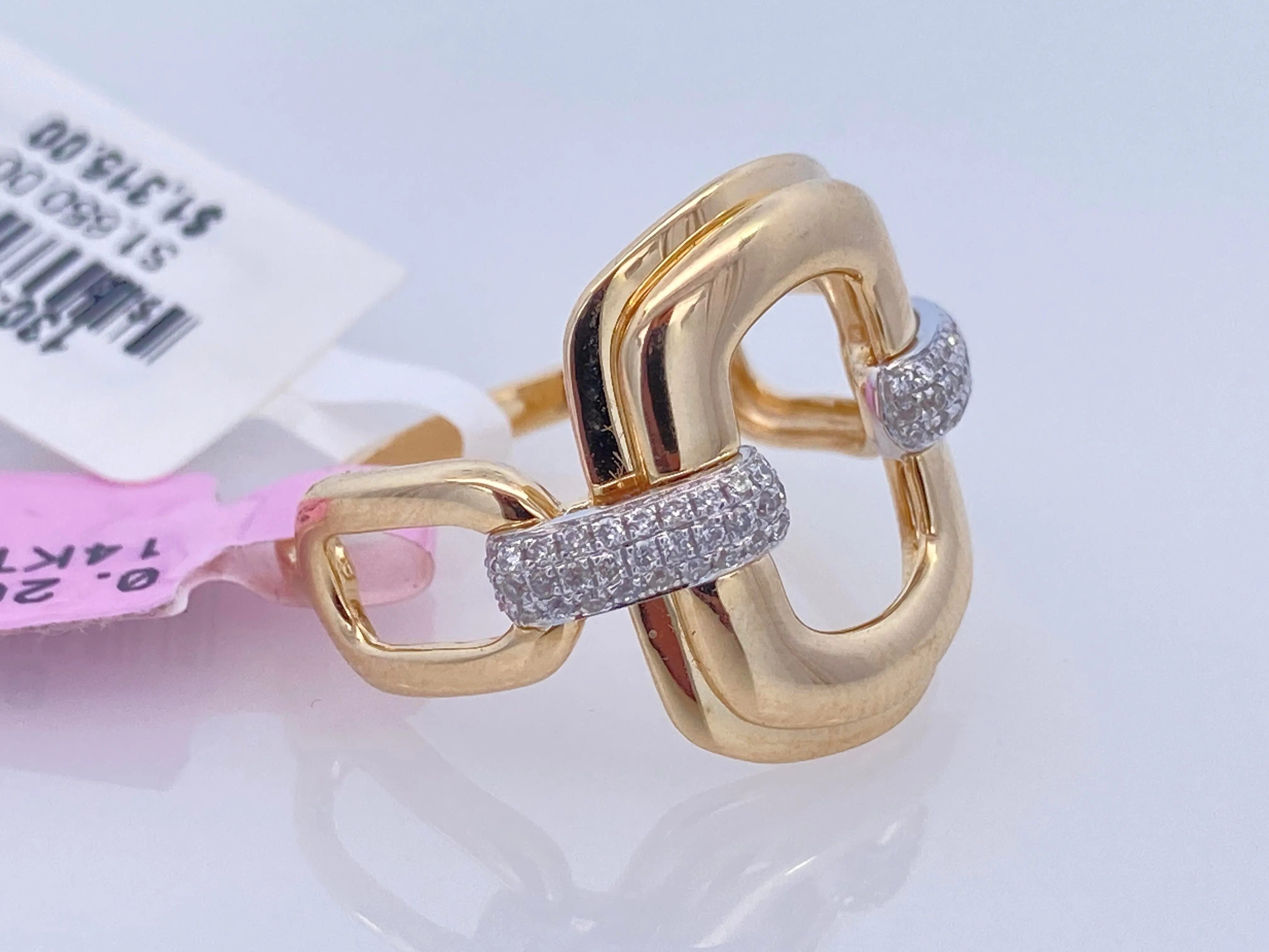 14K Yellow Gold 0.20ct. Diamond Paperclip Fashion Ring