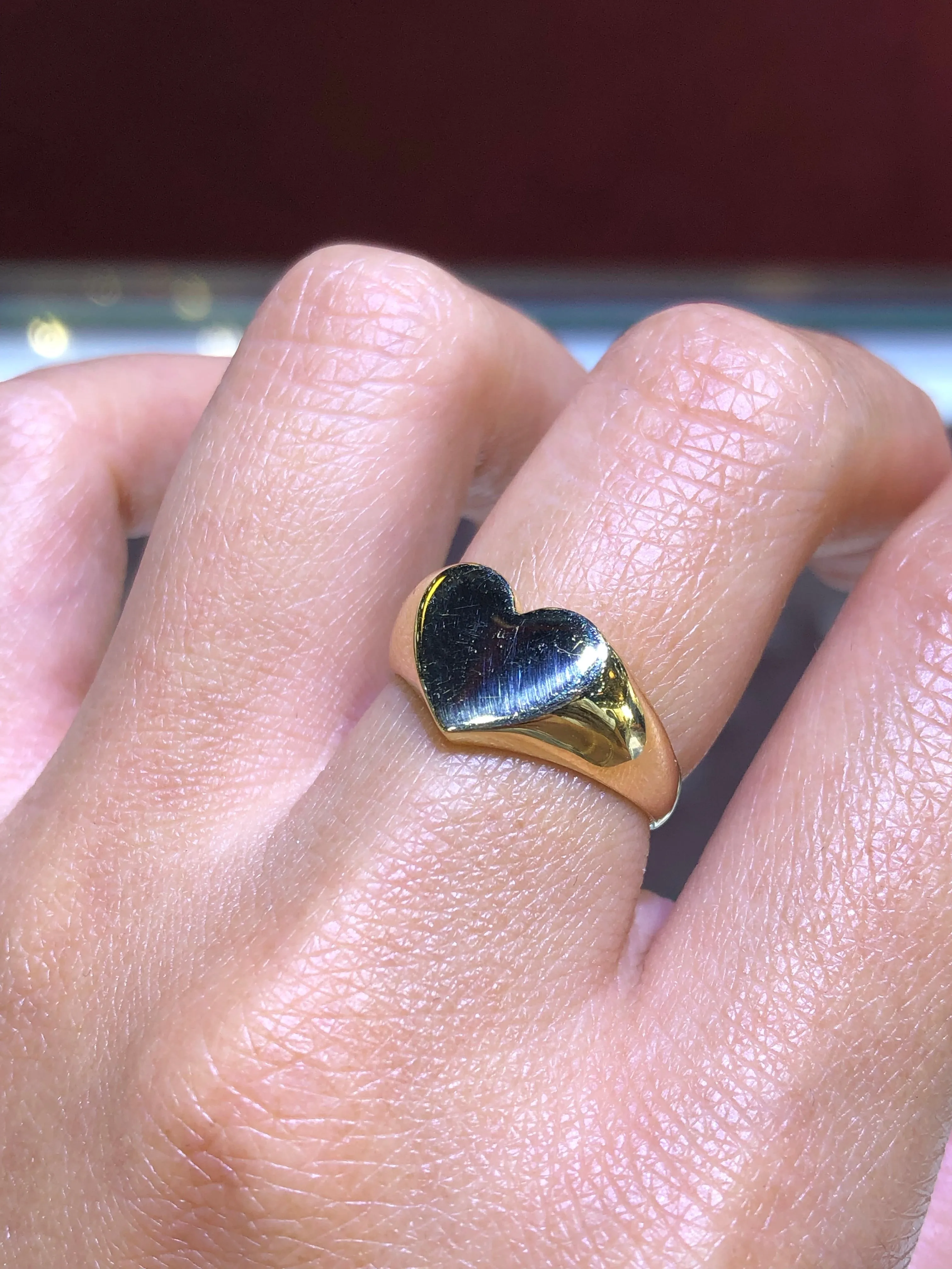 14K Yellow Gold Heart Signet Ring