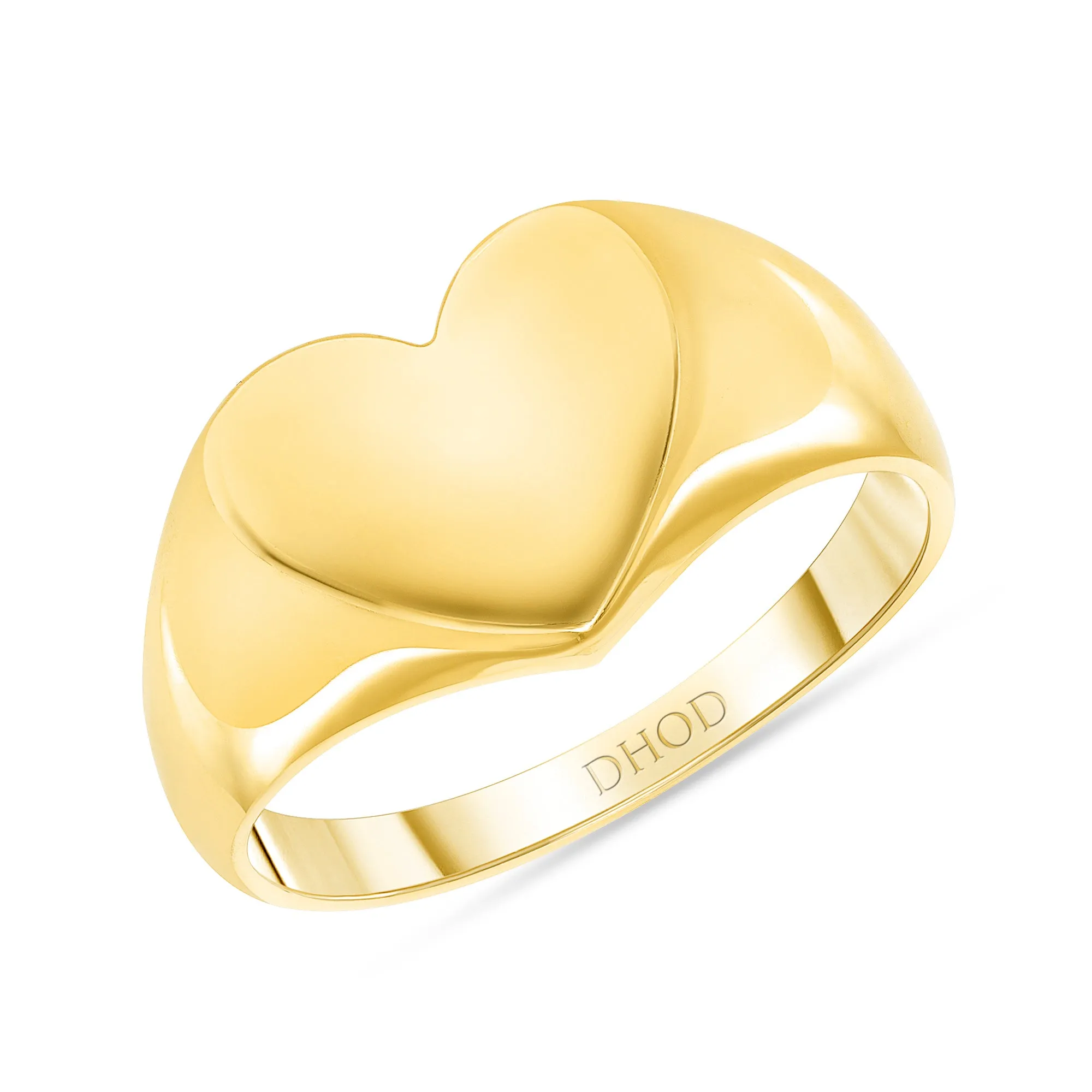 14K Yellow Gold Heart Signet Ring