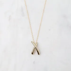 14K Yellow Gold Medium "X" Necklace