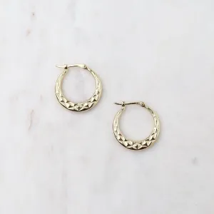 14k Yellow Gold Small Diamond Cut Hoops