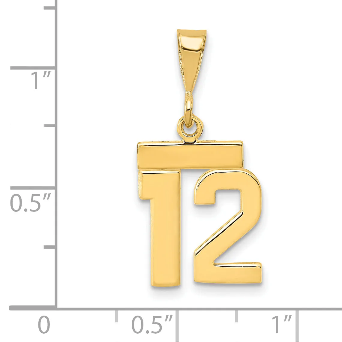 14k yellow gold small polished number 12 charm