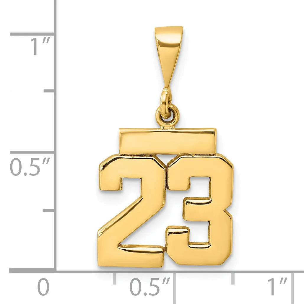 14k yellow gold small polished number 23 charm