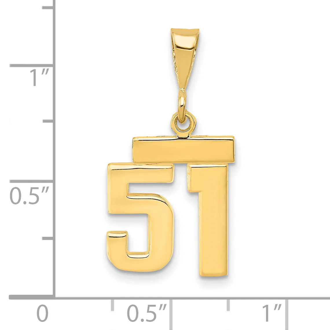 14k yellow gold small polished number 51 charm