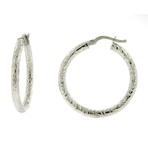 14KW Textured Hoop Earrings