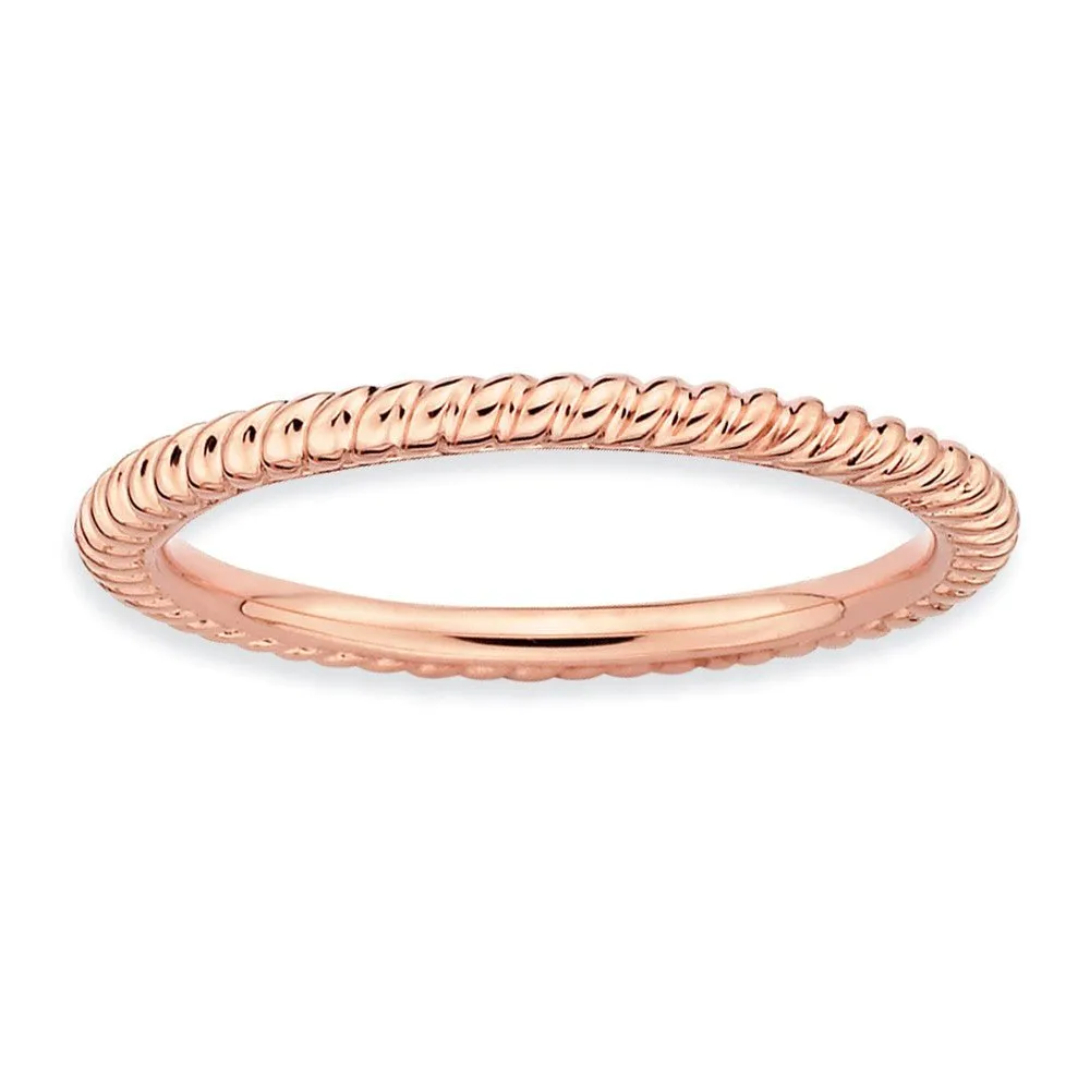 1.5mm Stackable 14K Rose Gold Plated Silver Twisted Band