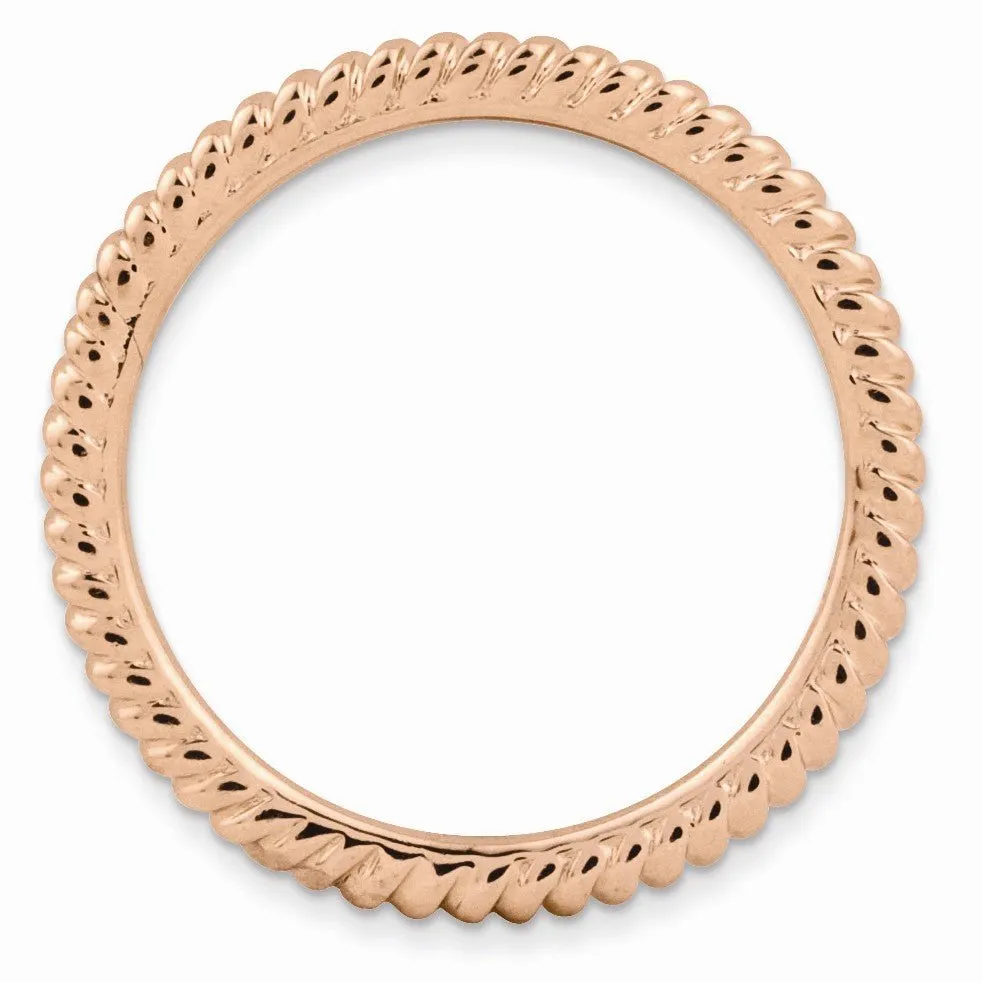 1.5mm Stackable 14K Rose Gold Plated Silver Twisted Band