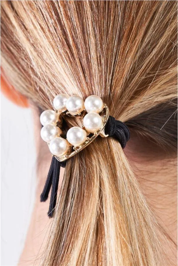 3pcs Heart of Gold Pearl Heart Shaped Hair Tie