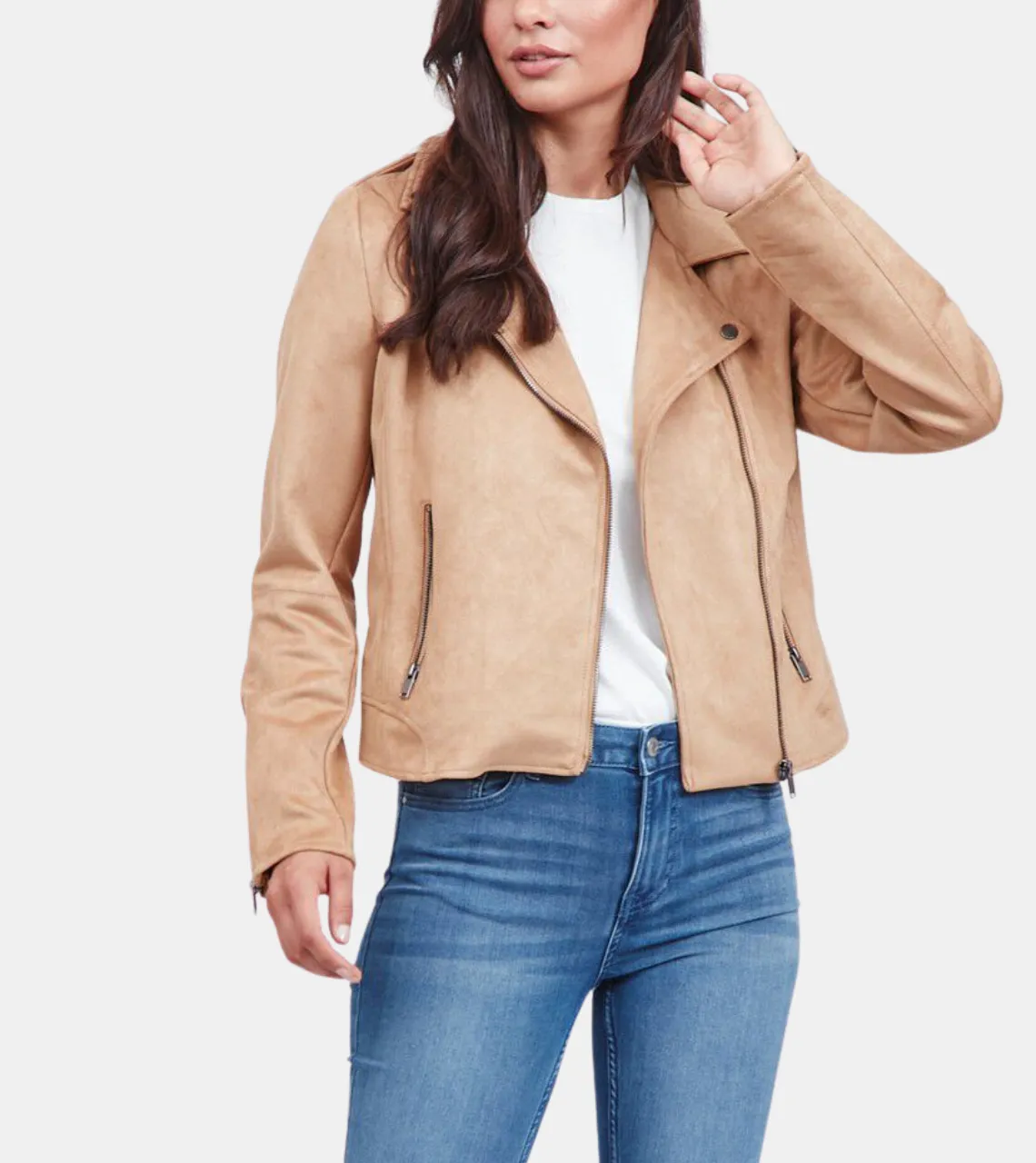 Alora Women's Beige Leather Jacket