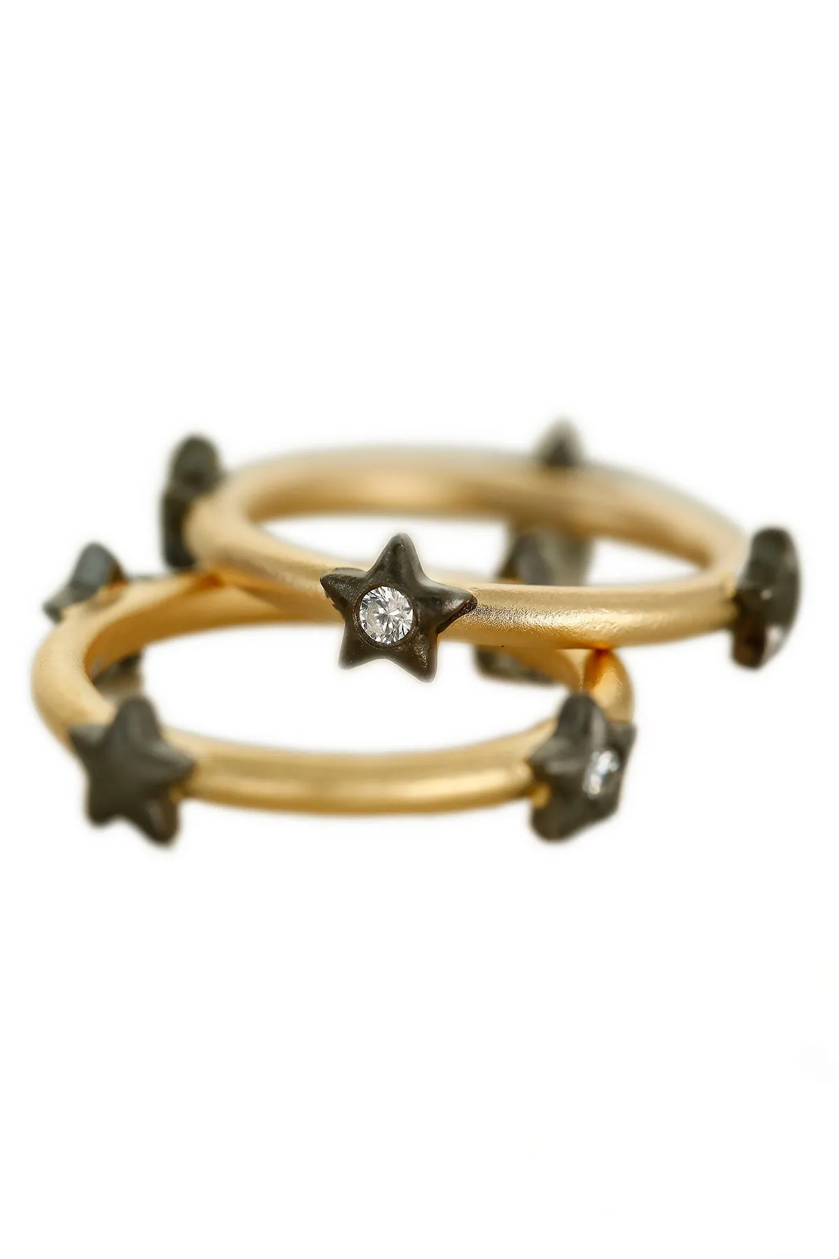 AMMANII Stackable Bezel Star Ring in Vermeil Gold and Black Rhodium