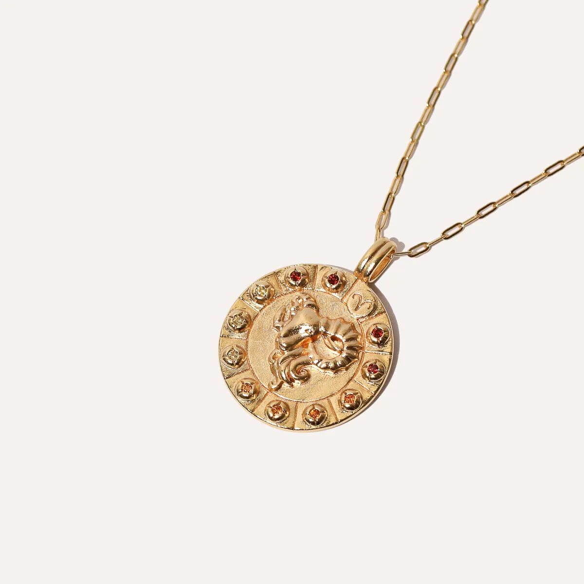 Aries Bold Zodiac Pendant Necklace in Gold