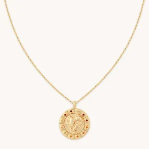 Aries Bold Zodiac Pendant Necklace in Gold