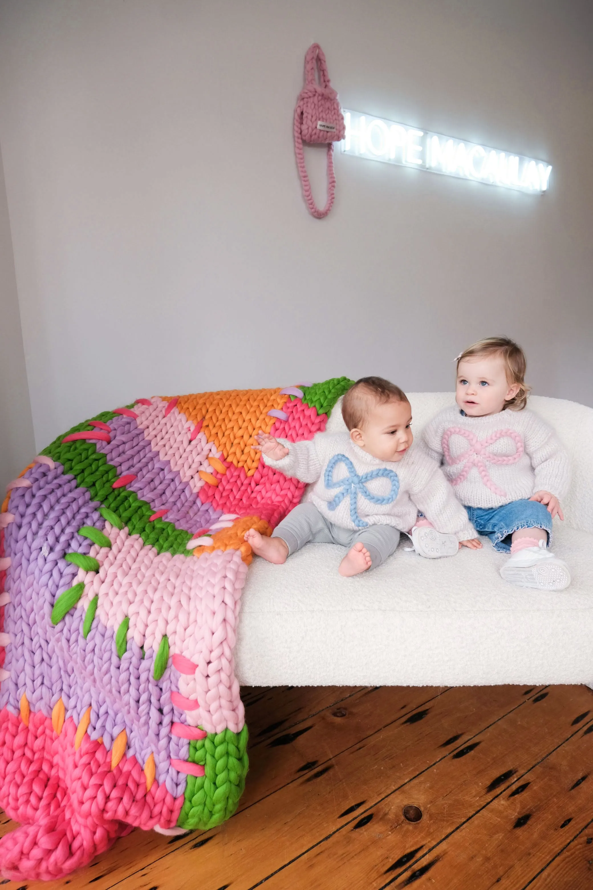 Baby Bow Chunky Knit Sweater in Pink