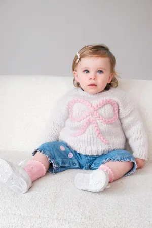 Baby Bow Chunky Knit Sweater in Pink