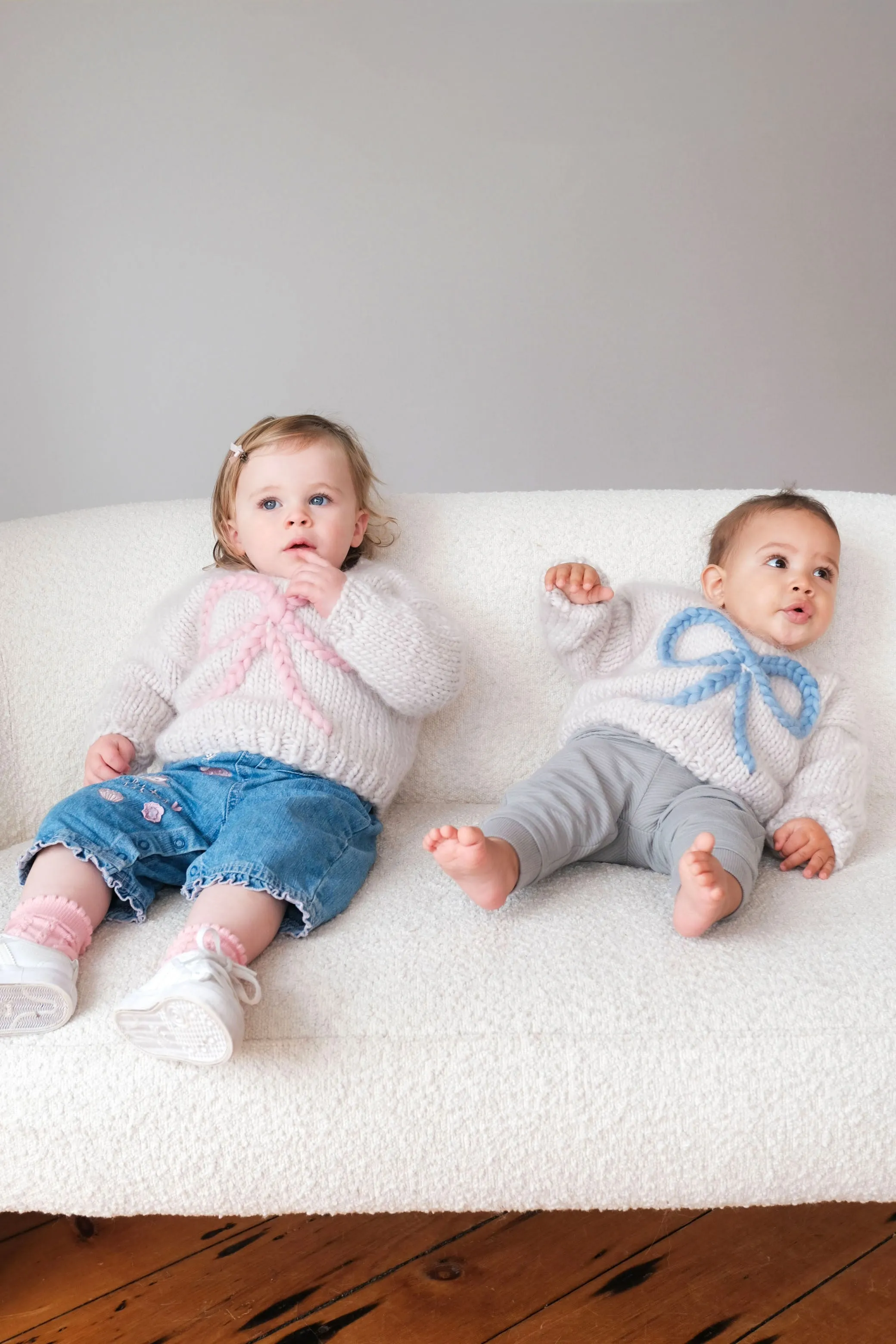 Baby Bow Chunky Knit Sweater in Pink