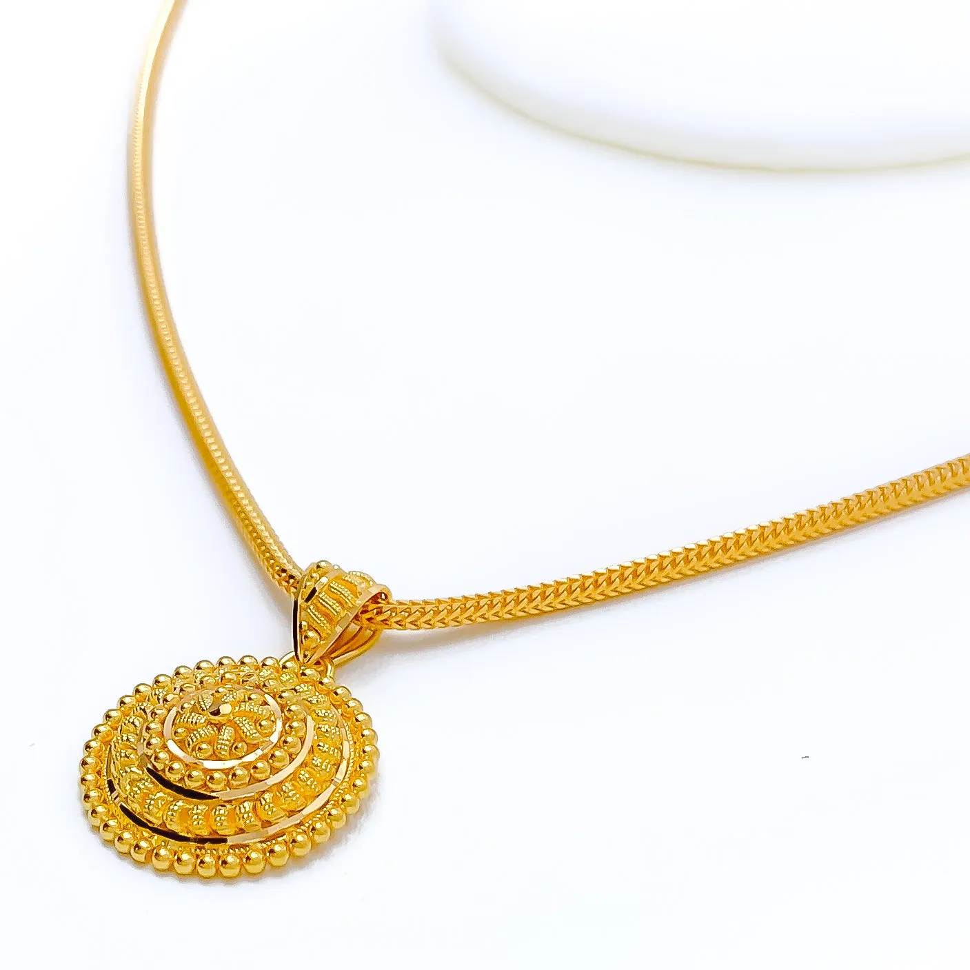 Beaded Floral Dome 22k Gold Pendant