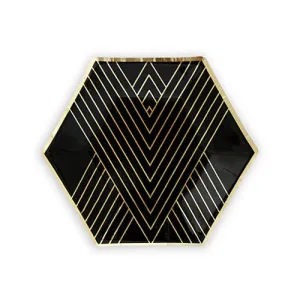 Black & Gold Hexagon Party Plates - Small