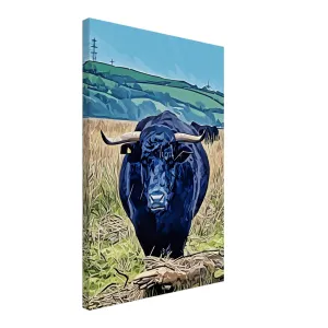 Blue Bull Canvas Wall Art