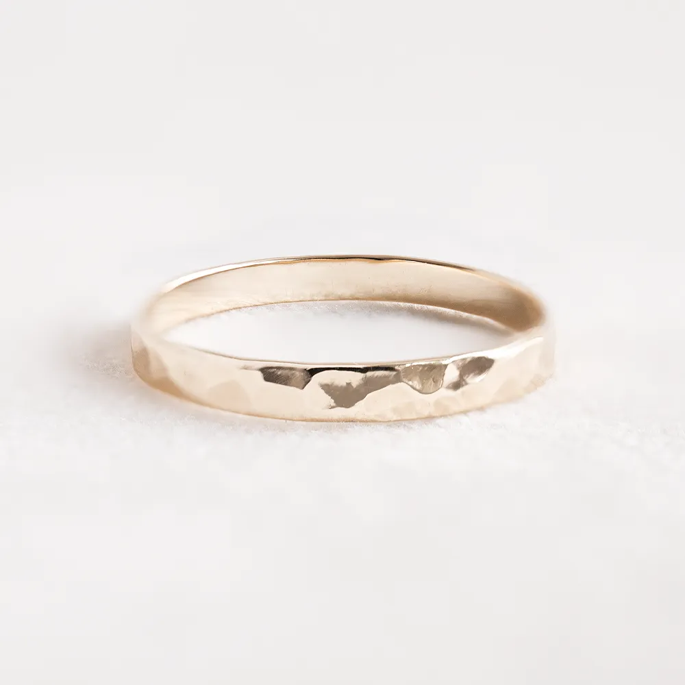 Bold Hammered Wedding Band