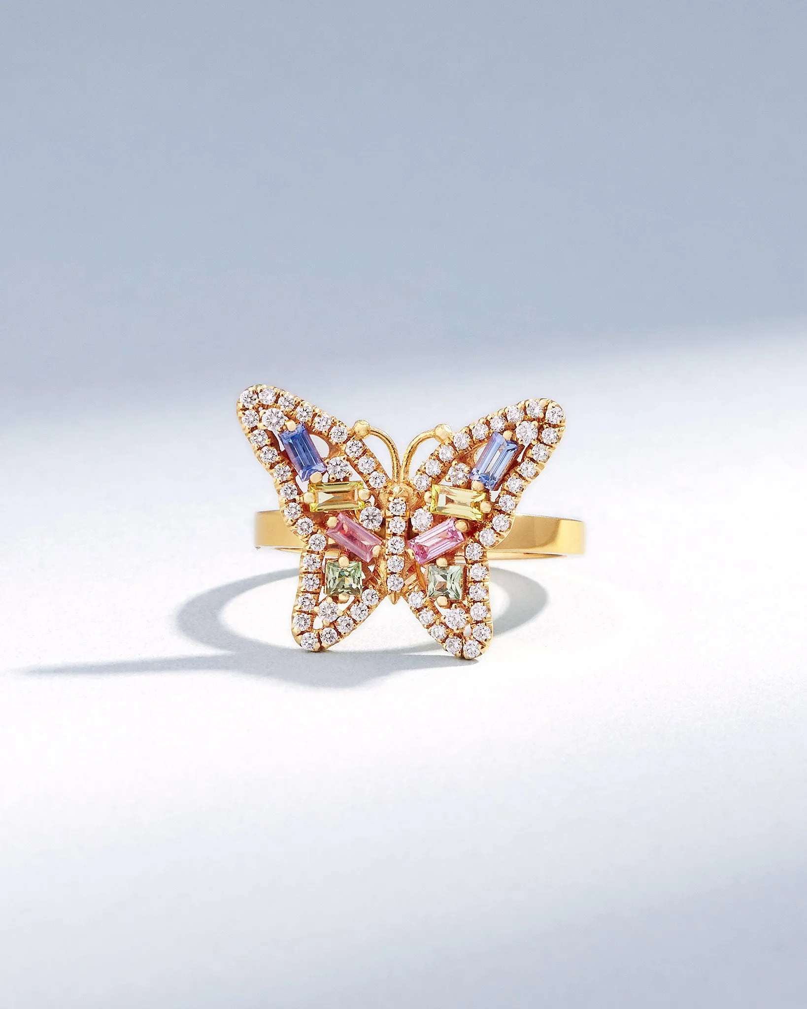 Bold Small Butterfly Pastel Sapphire Ring