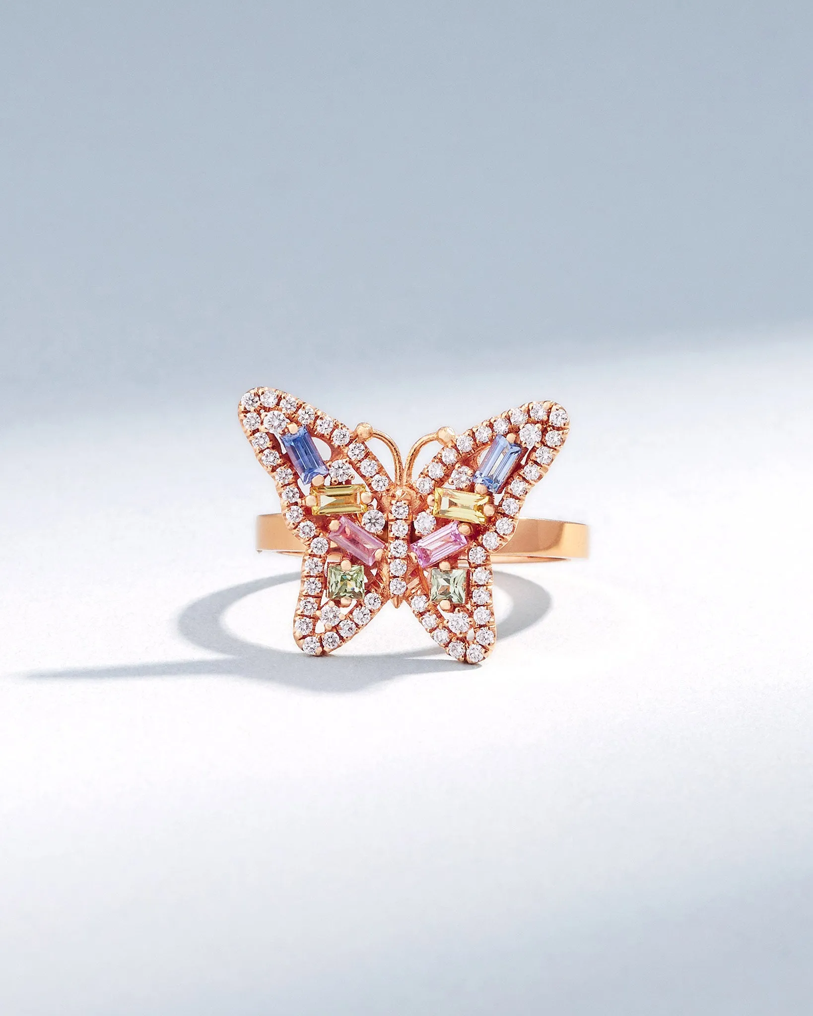 Bold Small Butterfly Pastel Sapphire Ring