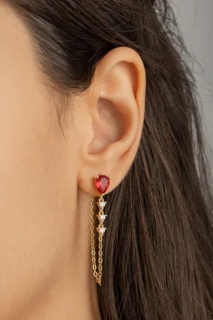 Chain Stone Earring - Dorado