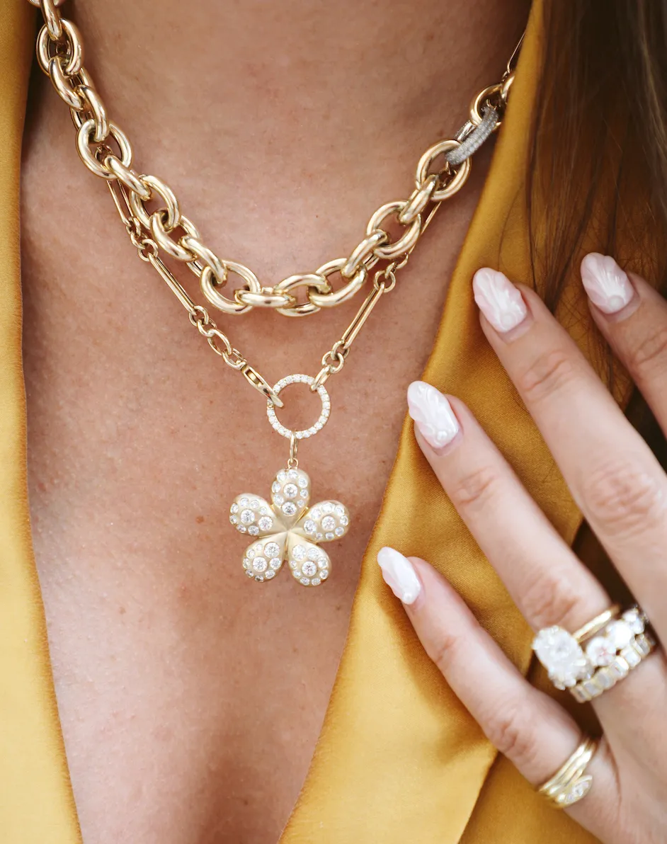 Chunky Flower Diamond Pendant