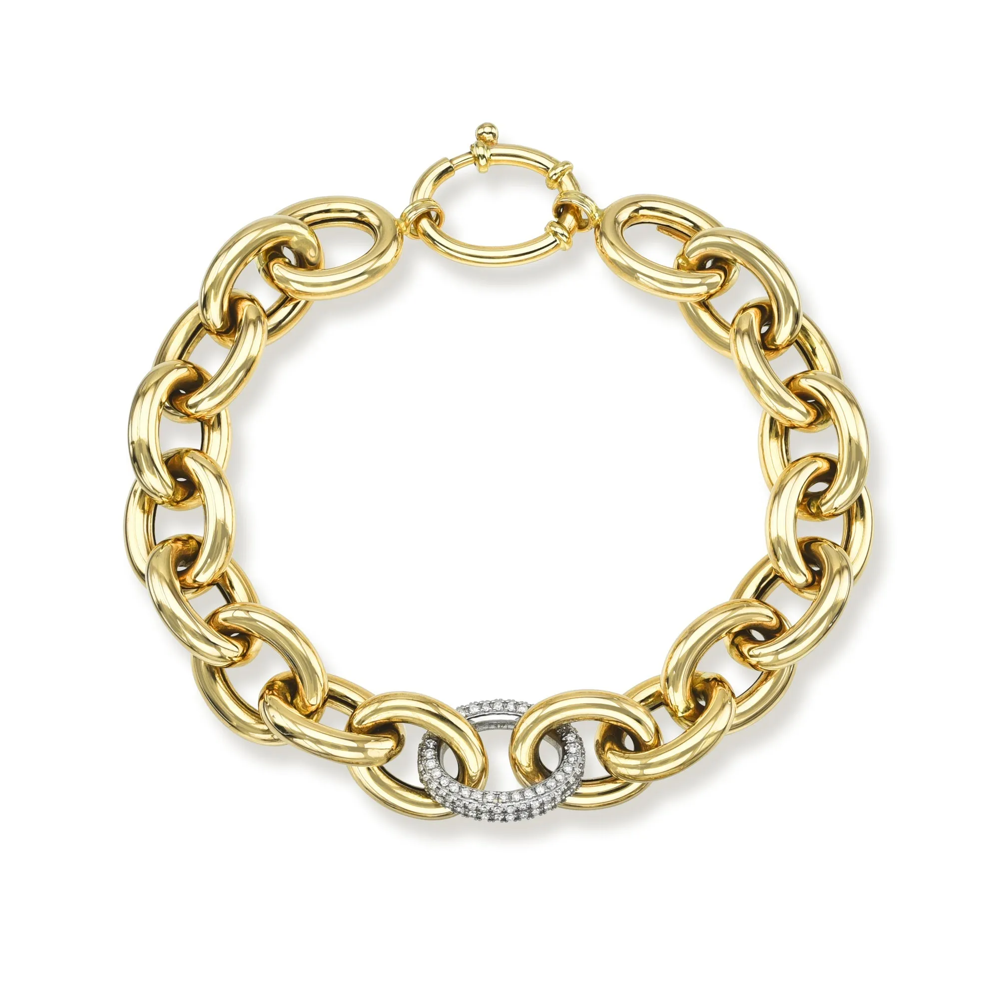 Chunky Round Diamond Pavé Link Bracelet