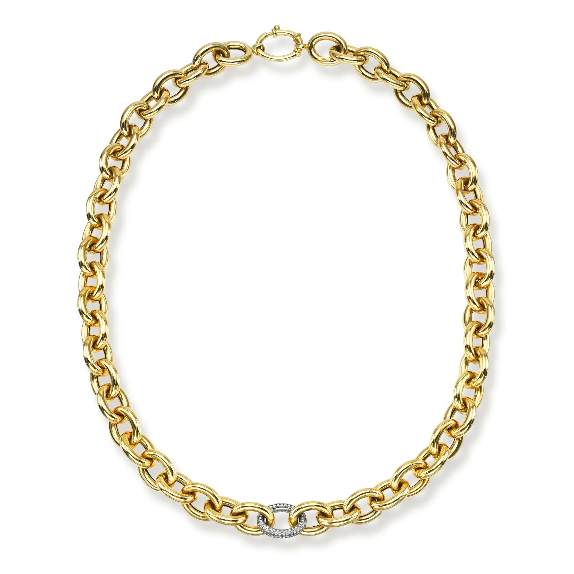 Chunky Round Diamond Pavé Link Necklace