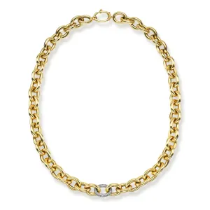 Chunky Round Diamond Pavé Link Necklace