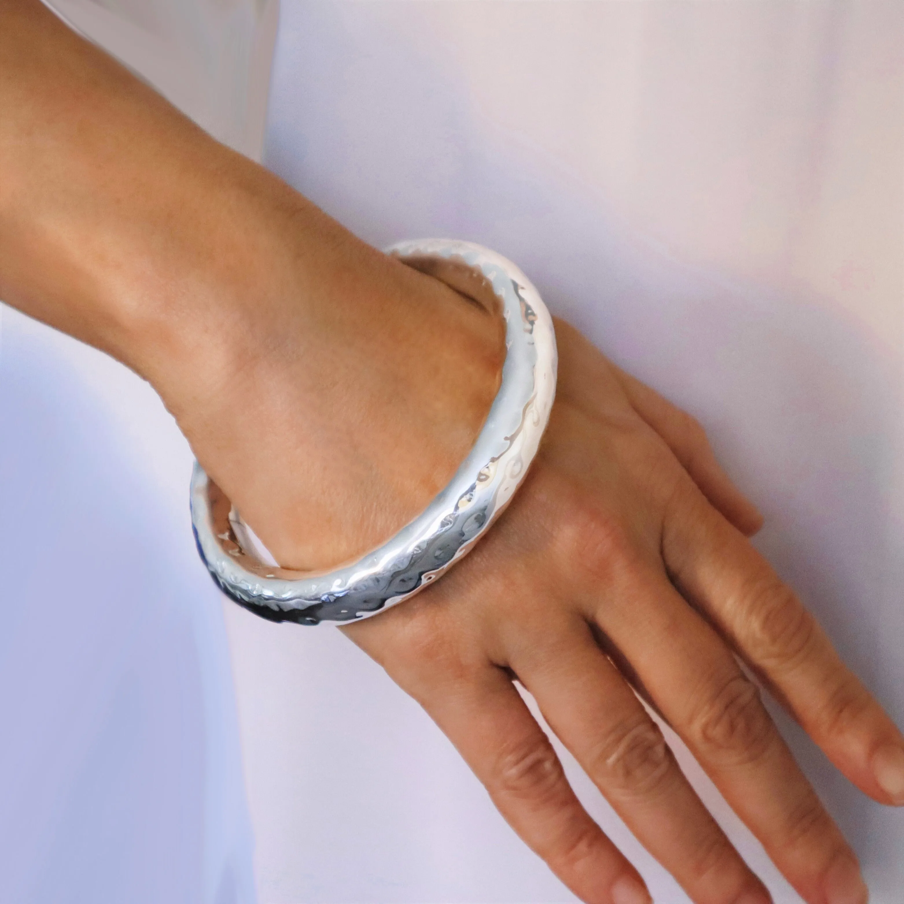 Chunky Sterling Silver Bangle for Women