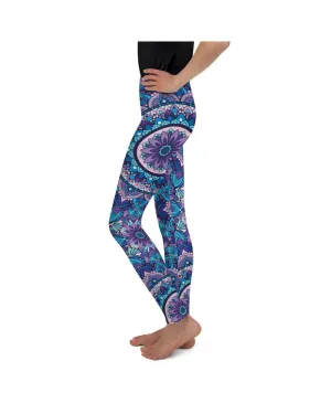 Colorful Blue Mandala Youth Leggings