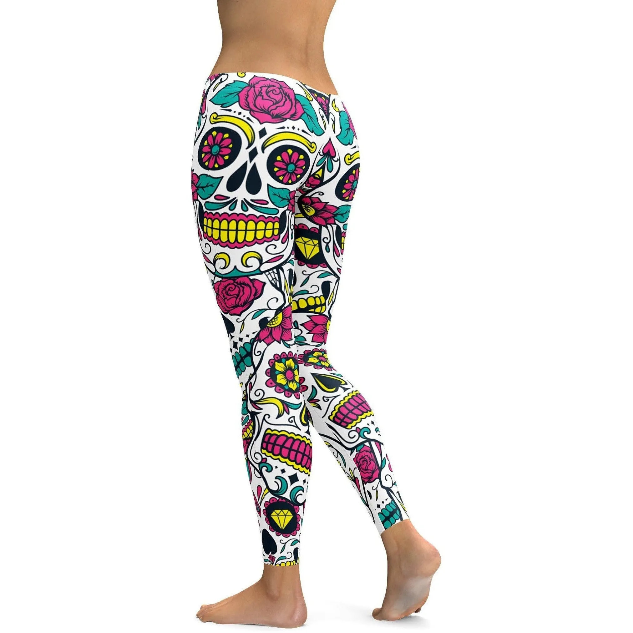 Colorful Sugar Skull Leggings