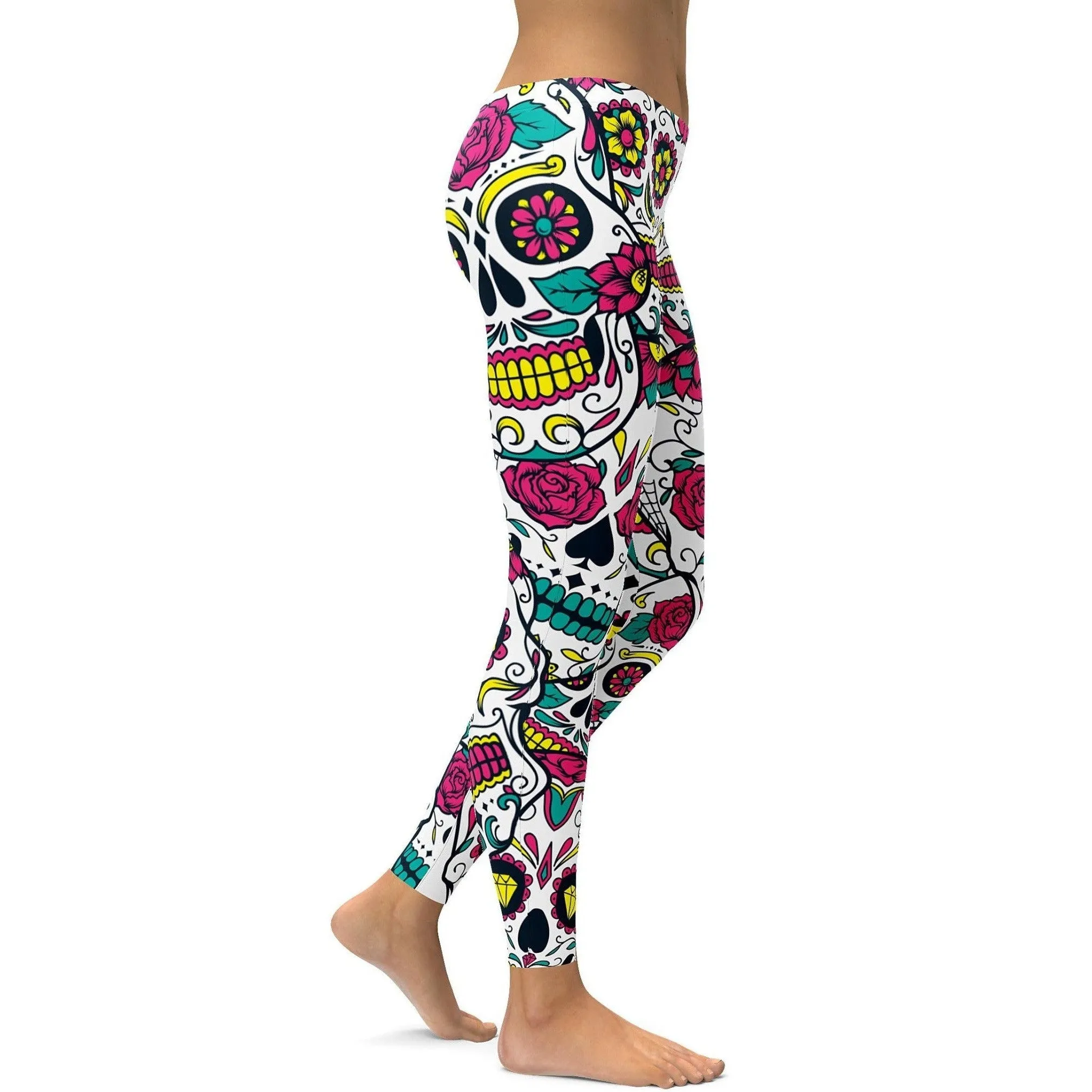 Colorful Sugar Skull Leggings