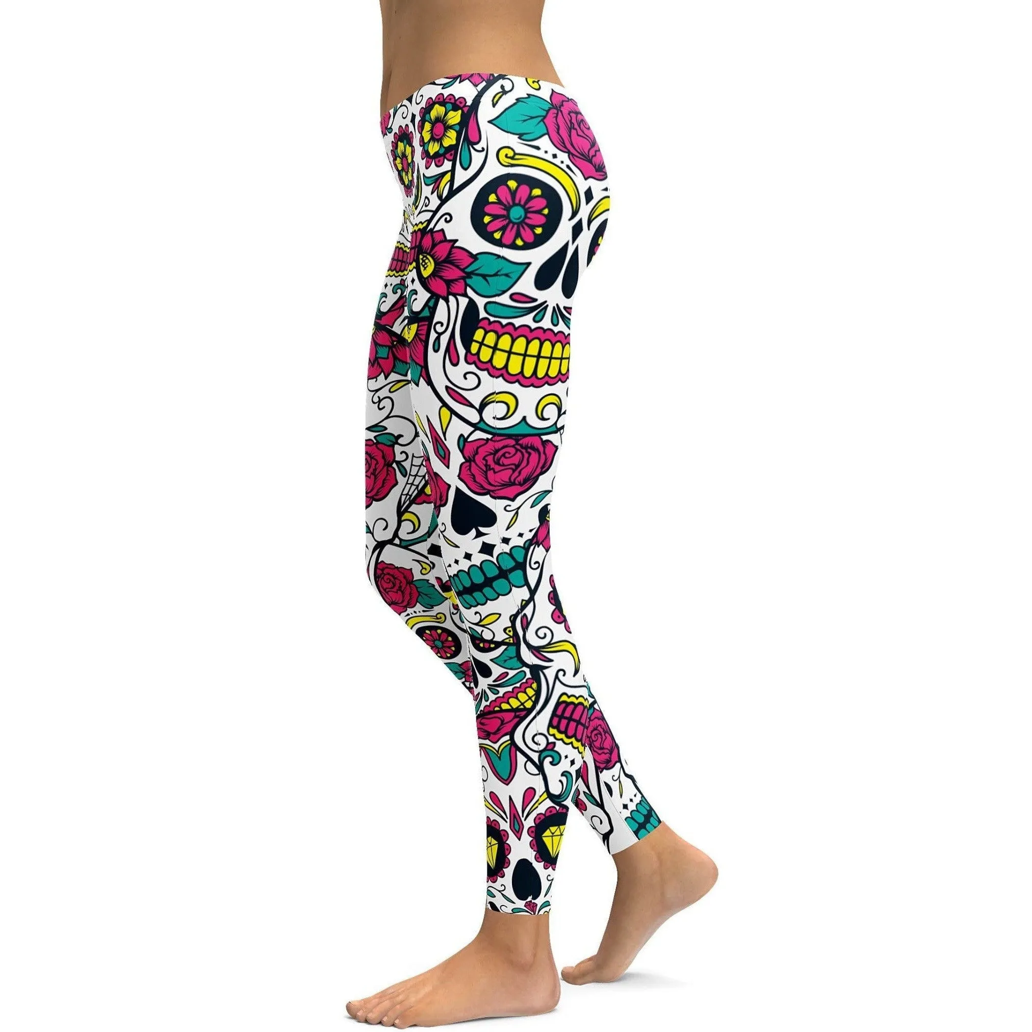 Colorful Sugar Skull Leggings