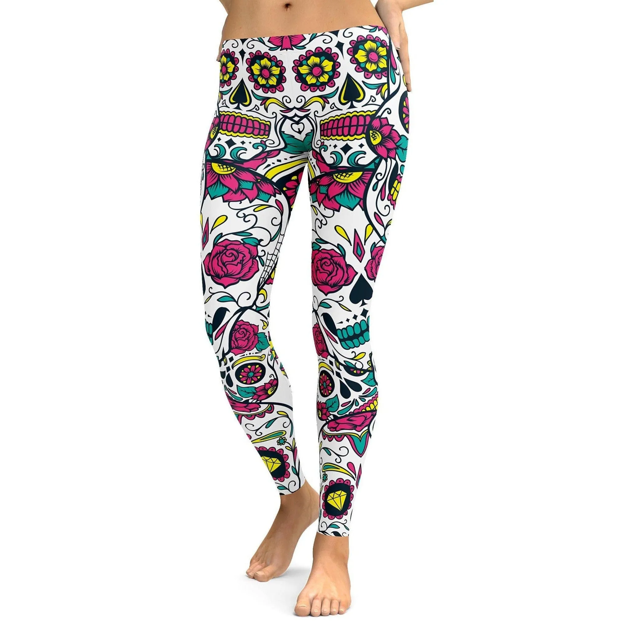 Colorful Sugar Skull Leggings