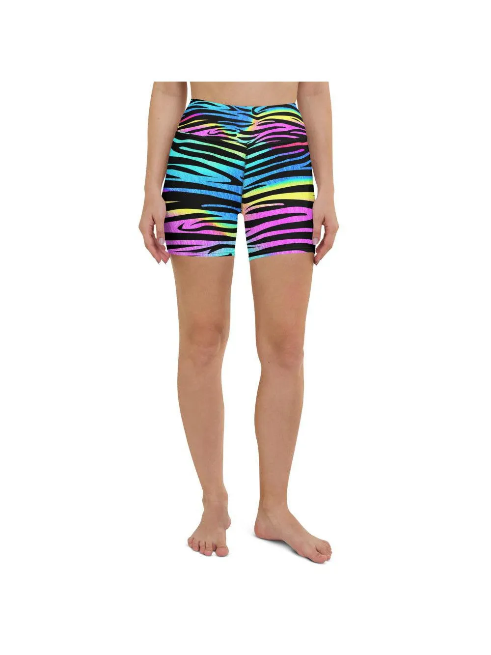 Colorful Zebra Striped Yoga Shorts