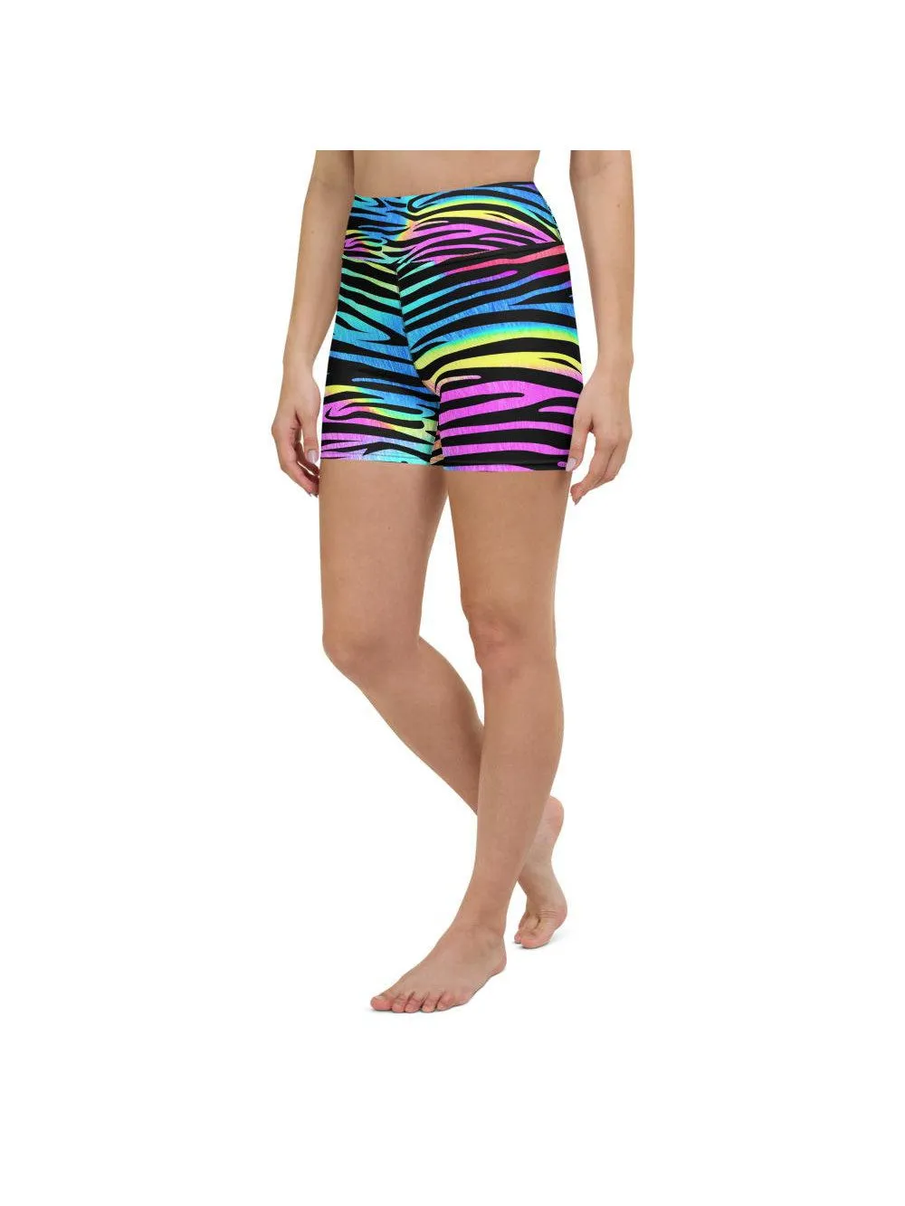 Colorful Zebra Striped Yoga Shorts