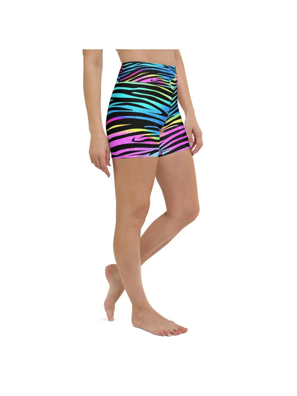 Colorful Zebra Striped Yoga Shorts