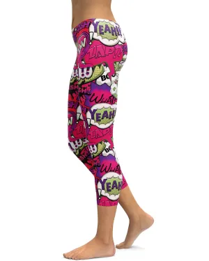 Comic Book Bubbles Pink Capris