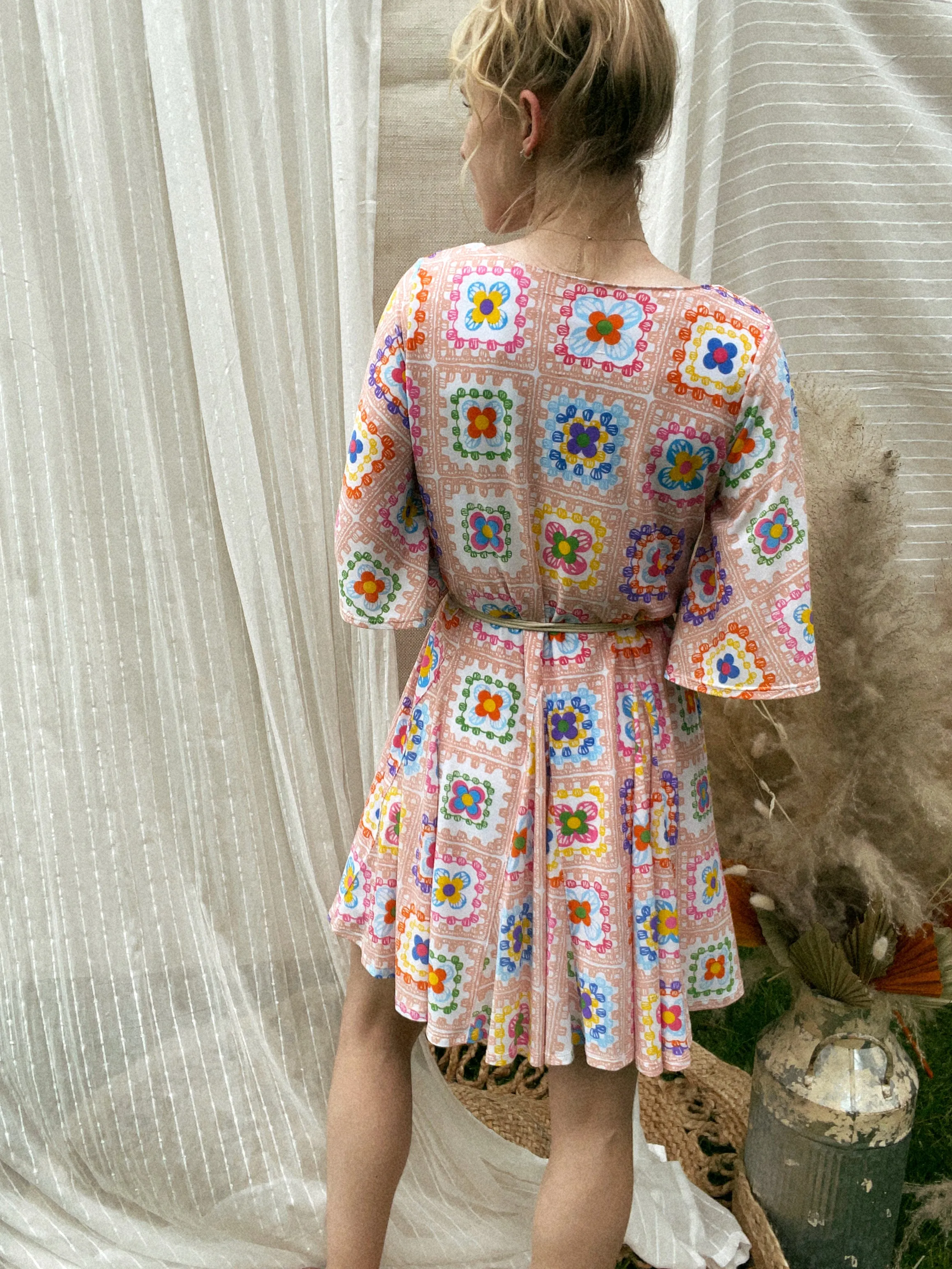 Crochet Print Dress - Final Sale