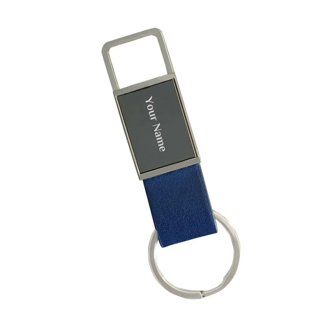 Customized Leather Keychain for Gifting - Blue